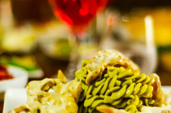 맛 있는 요리 파스타, 고기 소스, 이탈리아 요리, 빠른 및 시 — 스톡 사진