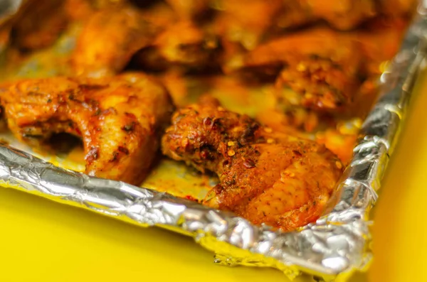 Roasted Chicken Wings Marinated Spicy Peri Peri Sauce Delicious Snack — Stock Photo, Image