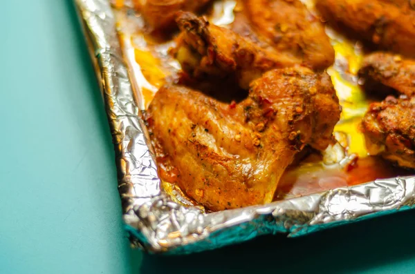 Roasted Chicken Wings Marinated Spicy Peri Peri Sauce Delicious Snack — Stock Photo, Image