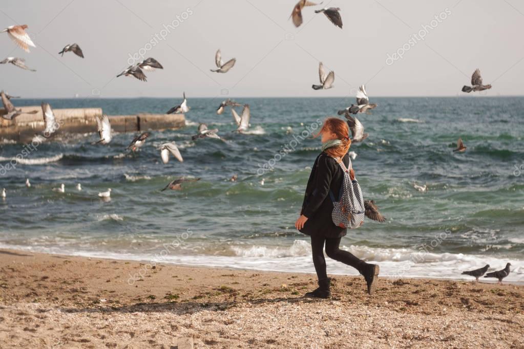 소녀, 바다와 새  