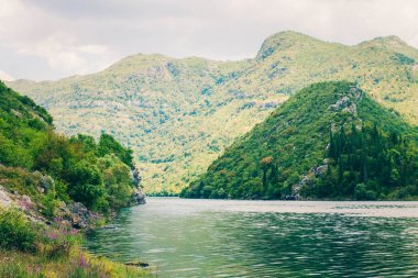 Nehir ve Bosna ve Hersek'teki dağlar. Balkanlar. Bosna ve Hersek, nehir yolun kenarında