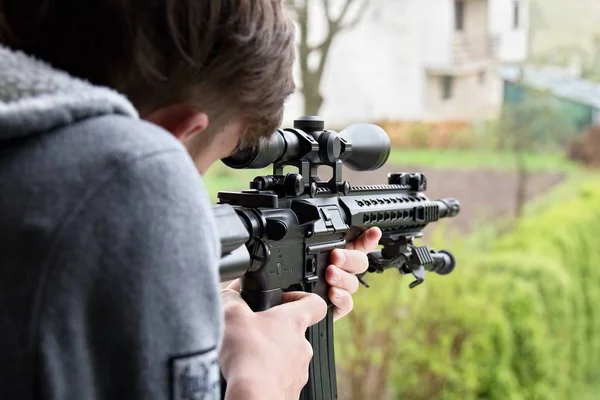 shooting from a airsoft rifle