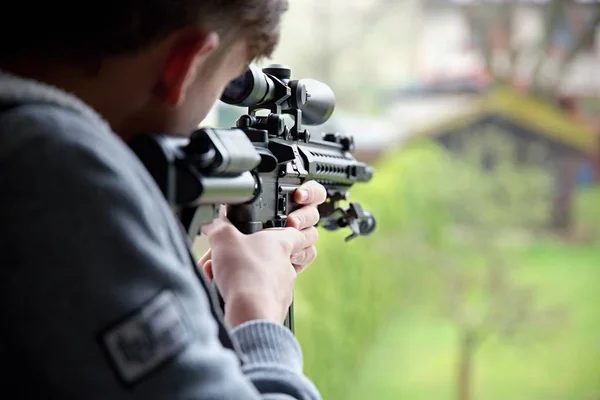 shooting from a airsoft rifle