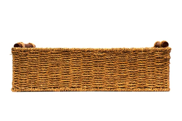 Tkané lana košík s úchyty boční pohled — Stock fotografie