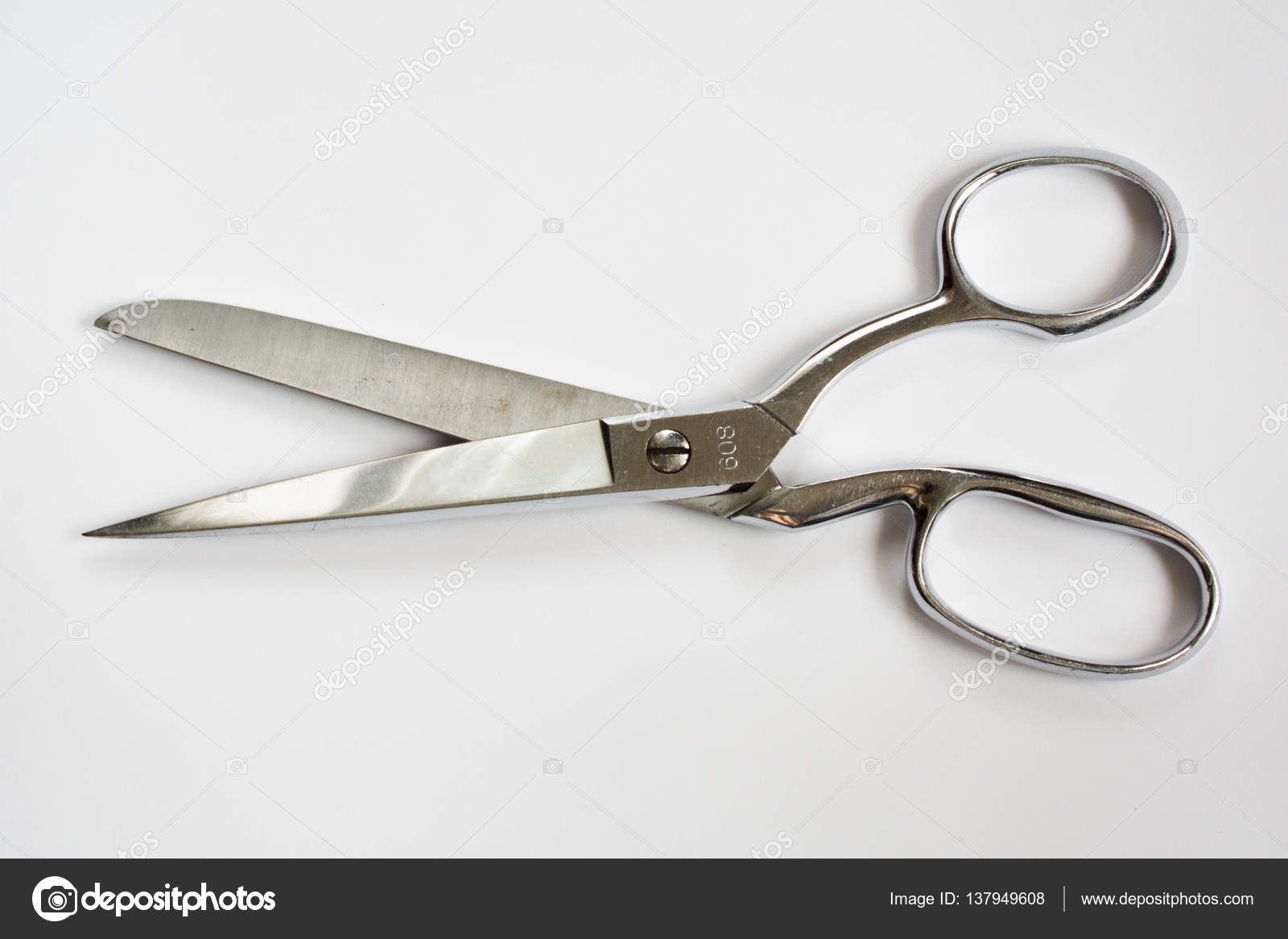Vintage Metal Scissors On Isolated Stock Photo - Download Image