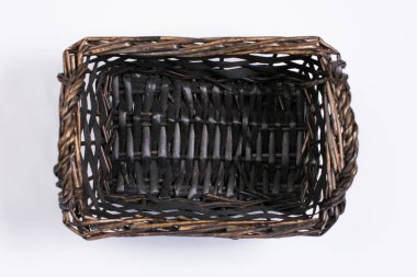 Boş kare sepet beyaz üstten görünüm üzerinde izole