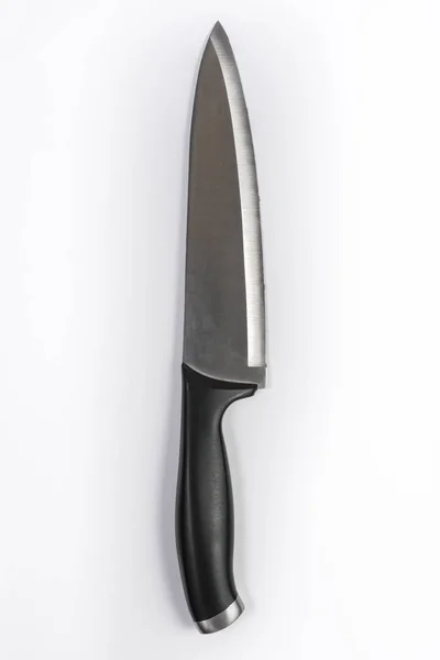Grande cozinha faca de corte isolado no fundo branco — Fotografia de Stock