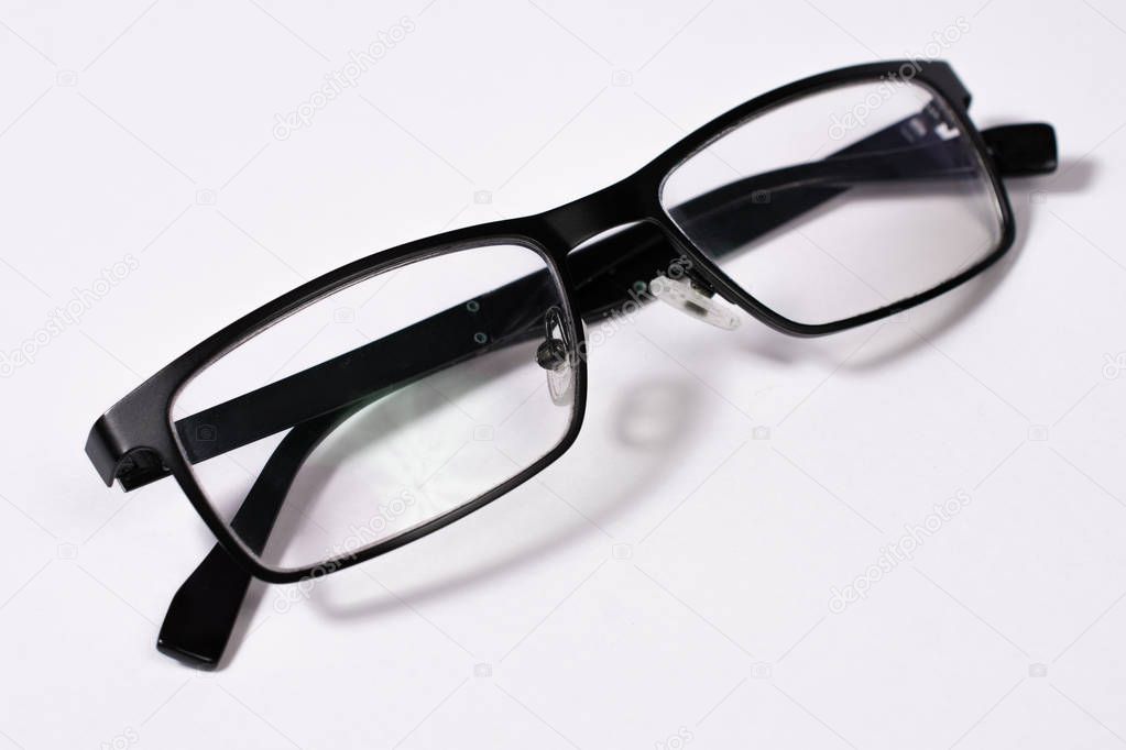 Black Eye Glasses Folded Isolated on White