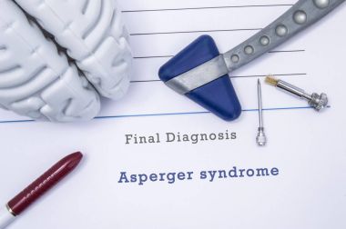 Rakam ile tanı Asperger sendromlu tıbbi şeklinde insan beyni, nörolojik refleks çekici, nörolojik iğne ve test hassasiyeti tükenmez kalem için fırça baskılı
