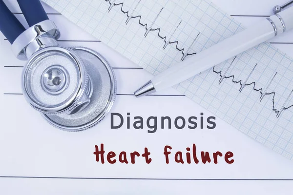 Diagnosis Heart Failure Stethoscope Phonendoscope Together Type Ecg Lie Medical — Stock Photo, Image