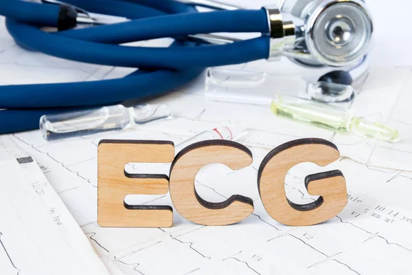 Ecg Acrónimo Abreviatura Dignostics Médicos Del Electrocardiograma Prueba Cardíaca Que — Foto de Stock