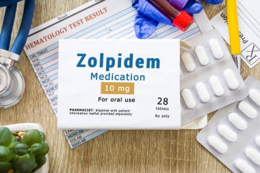 Uluslararası tescilsiz ya da genel isim konsepti fotoğrafı olarak Zolpidem ilacı. 