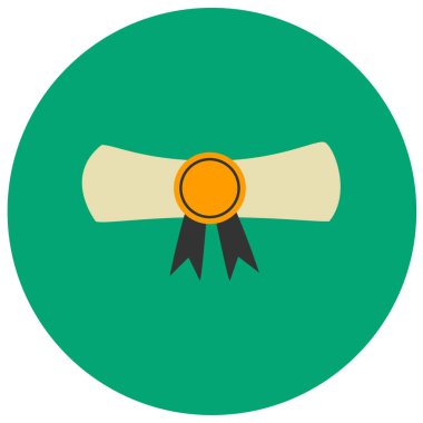 Sertifikasyon gri arka plan üzerinde izole trendy düz stil şirin simgesinde. Okul simgesi tasarım, logo, UI. Vektör çizim, Eps10.