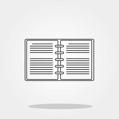 Not defteri gri arka plan üzerinde izole trendy düz stil şirin simgesini. Okul simgesi tasarım, logo, UI. Vektör çizim, Eps10.