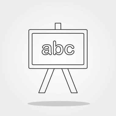 Beyaz tahta üzerinde gri arka plan izole trendy düz stil şirin simgesinde. Okul simgesi tasarım, logo, UI. Vektör çizim, Eps10.