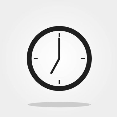 Saat sevimli simgesi gri arka plan üzerinde izole trendy düz tarzı. Okul simgesi tasarım, logo, UI. Vektör çizim, Eps10.