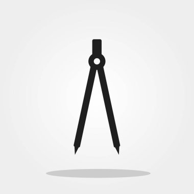 Gri arka plan üzerinde izole trendy düz stil şirin simgesinde pusula. Okul simgesi tasarım, logo, UI. Vektör çizim, Eps10.