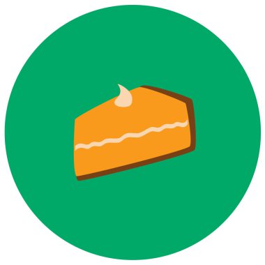 Kabak pasta dilimi renk arka plan üzerinde izole trendy düz stil şirin simgesini. Şükran günü simgesi tasarım, logo, UI. Vektör çizim, Eps10. Düz stil.