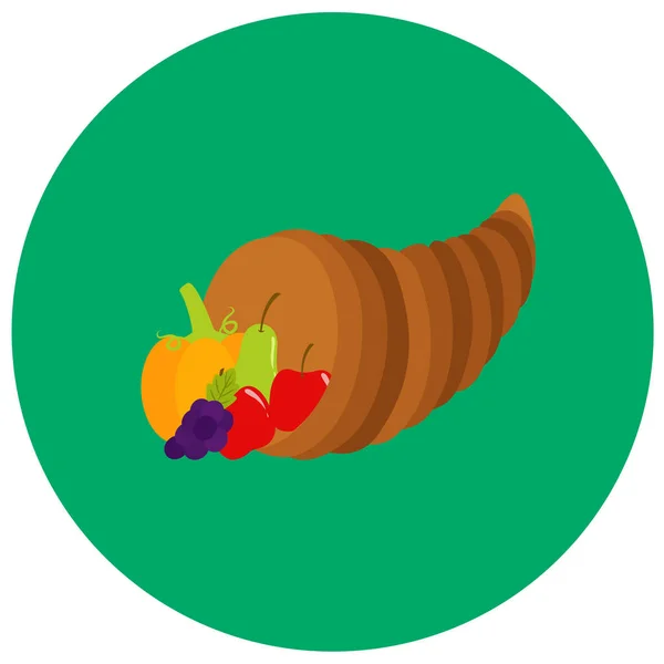 ホーンかわいいアイコン背景色に分離されたトレンディなフラット スタイルで果物。あなたのデザイン、ロゴ、Ui の感謝祭のシンボルです。ベクトル イラスト、Eps10。フラット スタイル. — ストックベクタ