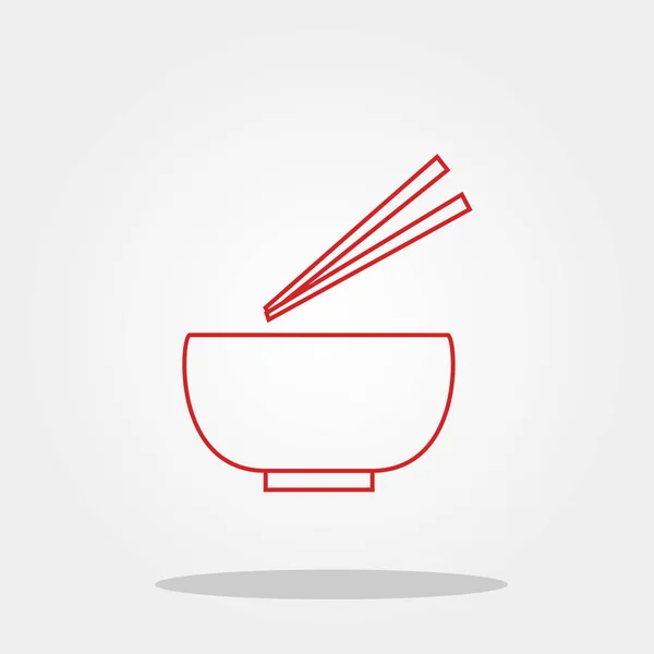 Tigela e chopstick bonito ícone na moda estilo plano isolado no fundo de cor. Kitchenware símbolo para o seu design, logotipo, UI. Ilustração vetorial, EPS10 . —  Vetores de Stock
