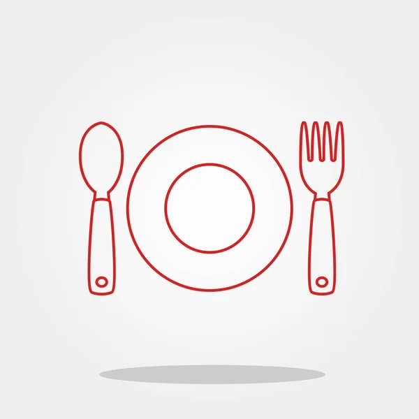 Tabak kaşık çatal şirin simgesini renk arka plan üzerinde izole trendy düz stil. Mutfak eşyaları simgesi tasarım, logo, UI. Vektör çizim, Eps10.