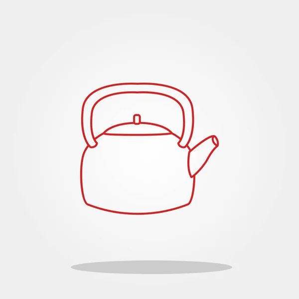 Bouilloire icône mignonne dans un style plat à la mode isolé sur fond de couleur. Symbole d'ustensiles de cuisine pour votre design, logo, UI. Illustration vectorielle, EPS10 . — Image vectorielle