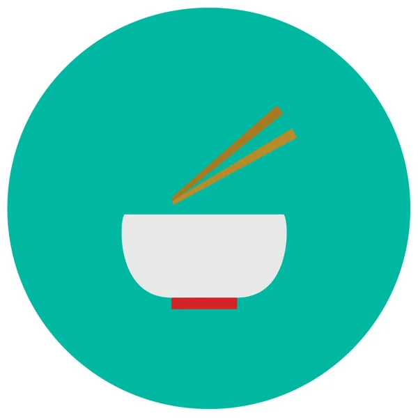 Tigela e chopstick bonito ícone na moda estilo plano isolado no fundo de cor. Kitchenware símbolo para o seu design, logotipo, UI. Ilustração vetorial, EPS10 . —  Vetores de Stock