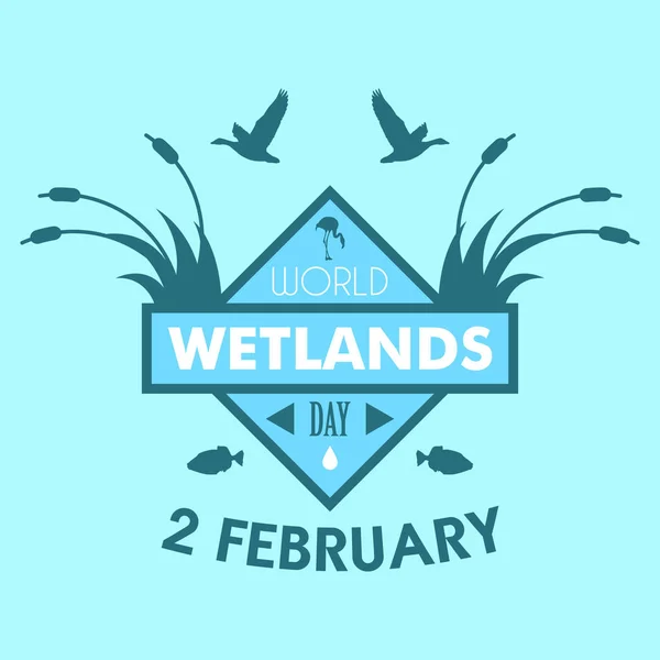 World wetlands day cartoon design illustration, campaign asset for use on social media — Stock Vector