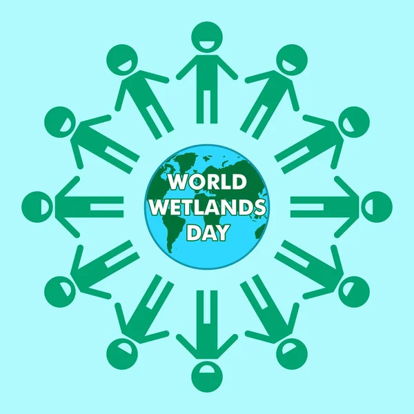 Illustration de dessin animé de la Journée mondiale des zones humides, outil de campagne à utiliser sur les médias sociaux — Image vectorielle