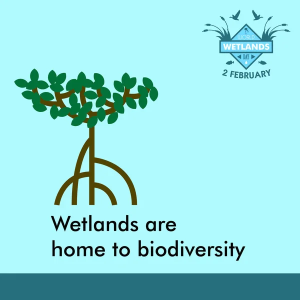 Wereld wetlands day cartoon ontwerp illustratie, campagne actief voor gebruik op sociale media — Stockvector