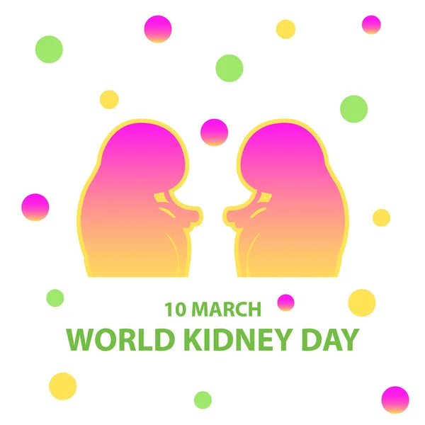 World kidney day cute cartoon design illustration, disease and prevention — Stock Vector