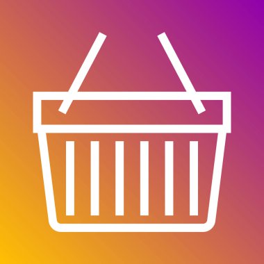 Gri arka plan üzerinde izole trendy düz stil simgesinde alışveriş sepeti. Internet ve e-ticaret simgesi tasarım, logo, UI. Vektör çizim, Eps10.