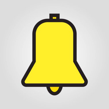 Bildirim zil simgesini gri arka plan üzerinde izole trendy düz tarzı. Internet ve e-ticaret simgesi tasarım, logo, UI. Vektör çizim, Eps10.
