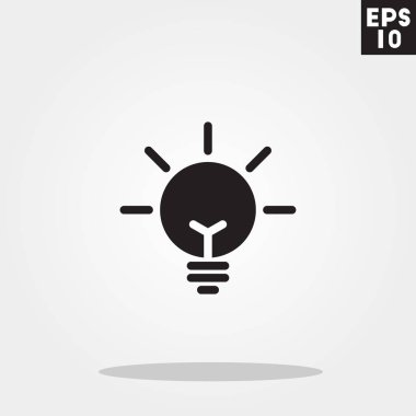 Gri arka plan üzerinde izole trendy düz stil ampul simgesini. Internet ve office simgesi tasarım, logo, UI. Vektör çizim, Eps10.