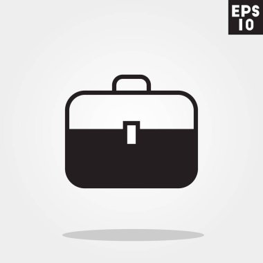 Gri arka plan üzerinde izole trendy düz stil bavul simgesini. Internet ve office simgesi tasarım, logo, UI. Vektör çizim, Eps10.