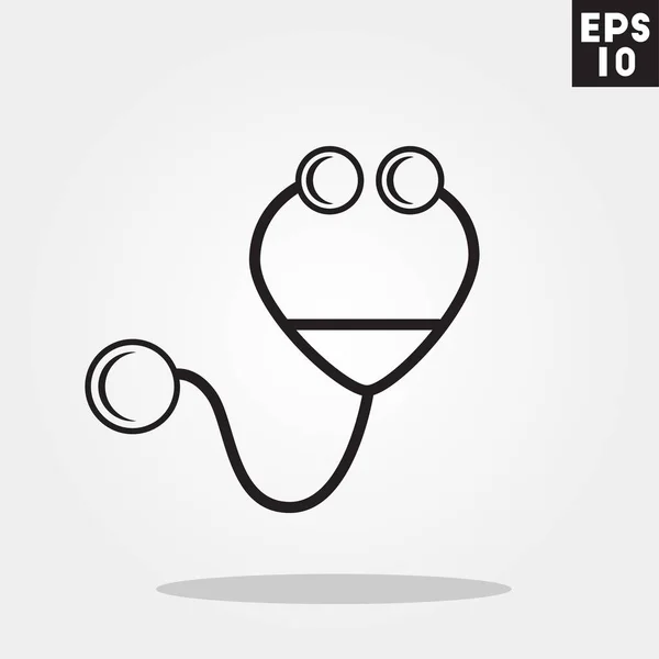 Stetoscope ikona w modnym stylu płaski na białym tle na szarym tle. Szpital, symbolu zdrowia dla Twojego projektu, logo, Ui. Ilustracja wektorowa, Eps10. — Wektor stockowy