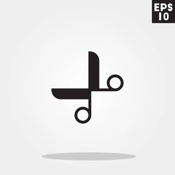 Icono de tijera en estilo plano de moda aislado sobre fondo gris. Símbolo de Internet y oficina para su diseño, logotipo, interfaz de usuario. Ilustración vectorial, EPS10 . — Vector de stock