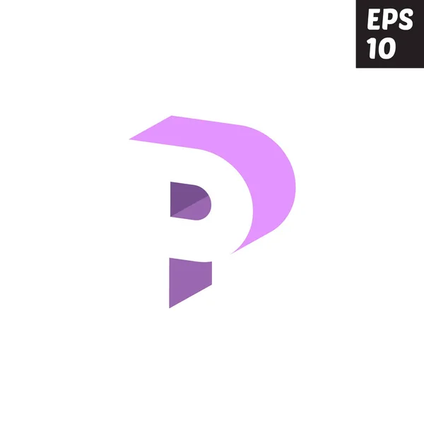 Initial letter P lowercase logo design template block violet purple — Stock Vector