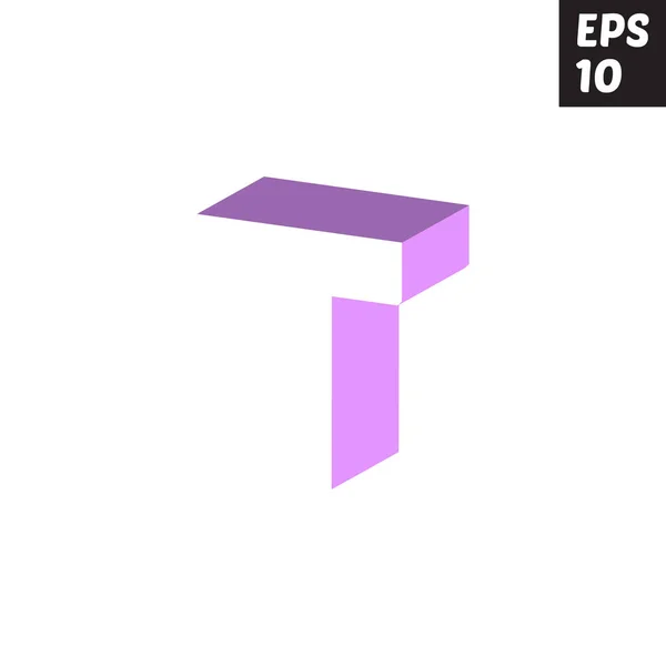 Lettre initiale T motif logo minuscule bloc violet violet — Image vectorielle