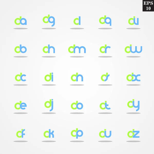 Carta inicial D compilación de A a Z en minúsculas diseño de la plantilla de diseño colorido — Vector de stock