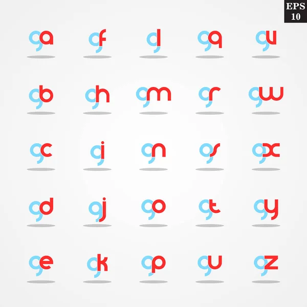 Carta inicial G compilación de A a Z en minúsculas diseño de la plantilla de diseño colorido — Vector de stock