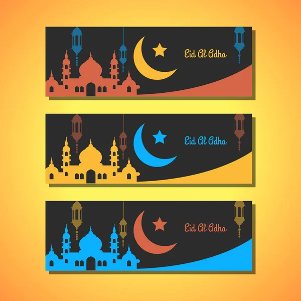 Ramadhan Kareem black greeting cards in three color version — Stock Vector