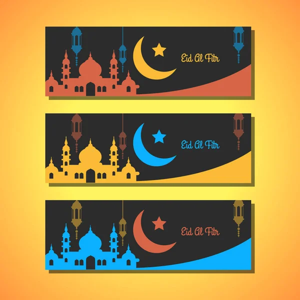 Ramadhan Kareem black greeting cards in three color version — Stock Vector