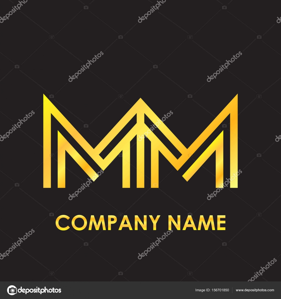 Initial letter MM elegant gold reflected lowercase logo template in black  background Stock Vector by ©reziart 156701850