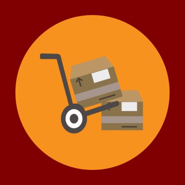 Paket simgesi gri arka plan üzerinde izole trendy düz stil taşıma. Tasarım, logo, kullanıcı arabirimi için teslim sembolü. Vektör çizim, Eps10.