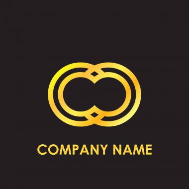 İlk mektubu Cc zarif altın küçük harf logo şablonu siyah arka plan yansıması