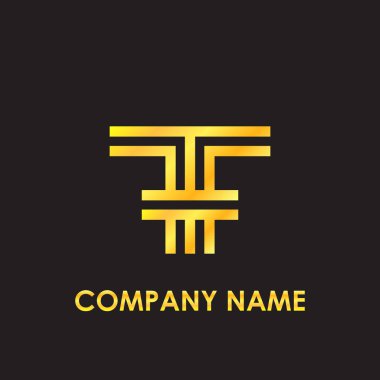 İlk harf Ff zarif altın küçük harf logo şablonu siyah arka plan yansıması