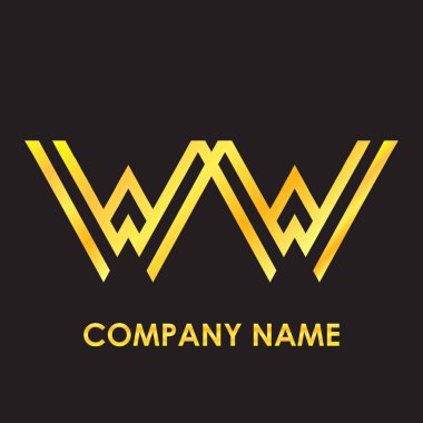 İlk harf Ww zarif altın küçük harf logo şablonu siyah arka plan yansıması