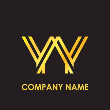 İlk harf Yy zarif altın küçük harf logo şablonu siyah arka plan yansıması