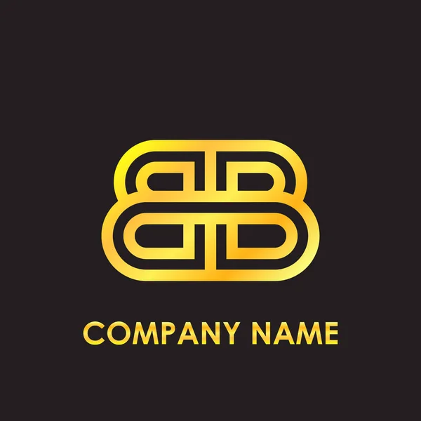 Initial letter BB elegant gold reflected lowercase logo template in black background — Stock Vector